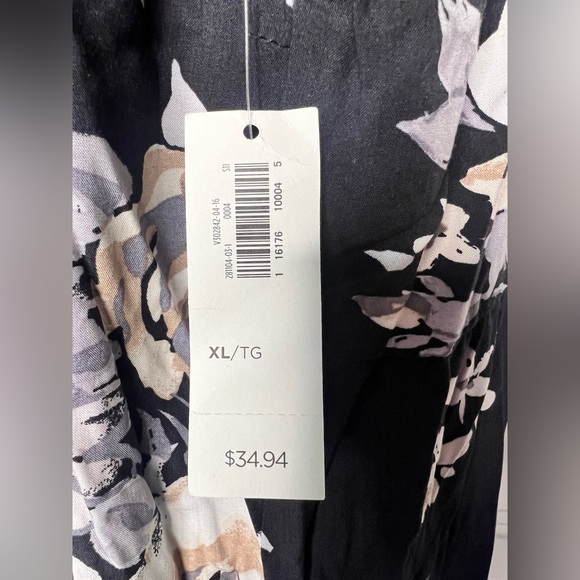 Old Navy Long Sleeve Black Floral Printed Lightweight Mini Dress NEW - Picture 3 of 6